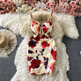 Summer Bohemian Women Spaghetti Strapless Bodycon Dress Sexy Sleeveless High Waist Beach Party Mini Vestidos Female Fashion
