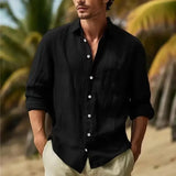 Men's Linen Shirt Button Shirt Summer Beach Shirt Pure