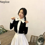 2023 Korean Spring Women Slim Sweater Winter Clothes Knitted Jumper Lace Up Long Sleeve Elegant Pullover Pull Femme