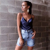 Satin Women Solid Camis Top Spaghetti Strap Summer Camis Shirts Backless Solid Sexy Casual Basic Tops Plus