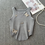 Man Body-In-Body Temperament Butterfly Short Sleeveless Vest Sling Female Summer Design Sense Niche Bottoming Shirt