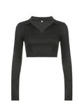 Long Sleeve Rib Knit Crop Top-Outfit