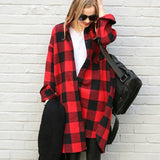 Style Oversized Plaid Shirts Blouse Women Autumn Cotton Blouse Long Sleeve Plus Size Blouses 2020 Button Up Shirt