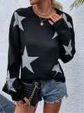 And Winter Loose Round Collar Star Pattern Knitted Long-Sleeved