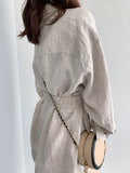 Loose Fit Linen Button Split Joint Big Size Jacket New Lapel Long Sleeve Women Coat Fashion Tide Spring 2022