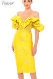 Women Sexy Off Shoulder Fashion Dress 2023 New Embroidery Patchwork Clothes Party Elegant Midi