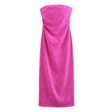 Folded Dress Design Autumn New Women's Breasts Collared Solid Color