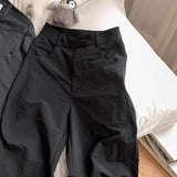 Black Quick Dry Broad Leg Trousers Women Spring And Autumn High Waist Hanging Feeling Straight Loose Trousers