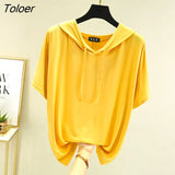 T-shirts Women Hooded Fashion Loose Casual All-match Korean Style Solid Simple Y2k Aesthetic Футболка Женский Cozy Chic