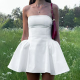 Women's Temperament Pure Color Palette Breasts Short-Term Dress Dress