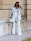 New Solid Color Casual Suit Wide Leg Pants Suit Two