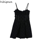 Temperament Robe Femme Sexy Dresses Women Slim Waist Backless Sling Black Vestido Feminino Lace Up Summer Backless Y2k