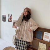 Deeptown Corduroy Jacket Autumn Winter Korean Fashion Clothing for Womens Jacket Long Sleeve All-match Casual Top Keep Warm