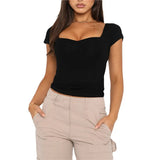 Tank Tops y2k Women Solid Color Sweetheart Neck Sleeveless Slim Fitted Vest Casual Going Out Tees Summer