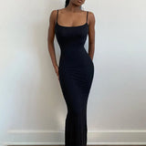 Toloer Women's 2024 Summer New Sexy Sling Waist Show Thin Bag Hip Dress Women's Casual Beach-Outfit