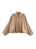 Women's 2025 Spring New Fashion Pilot Bat Sleeve Zipper Jacket