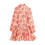 Print Shirt Dress Sexy Fashion Spring Summer Long Sleeve Casual Sashes Robe Chemise Femme Za 2021 Women Vestidos