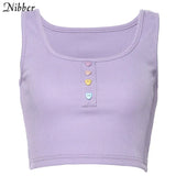 Harajuku Ribbed knit crop tops women tank tops 2019 autumn hot casual Active Wear wild stretch Slim Basic camisole