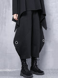 High Elastic Waist Black Hollow Out Long Wide Leg Trousers New Loose Fit Pants Women Fashion Spring Autumn 2023