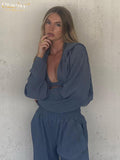 Casual Loose Women Pants Set Fashion Long Sleeve Hoodies With Wide Trousers Suit Elegant High Waist 2 Piece Pants