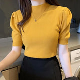 High Collar Tank Top Women Knitwear 2022 New Spring Bottoming Shirt Casual Short Sleeve Solid Summer Thin Knit Vest