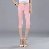 Women's Capris Jeans Pants Female Knee Length Stretch Slim Capri Jeans Women Candy Color Summer Denim Jeans
