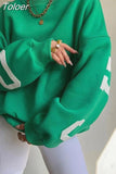 Letter Print Sweatshirt Woman Winter Autumn Long Sleeve Tops O Neck Harajuku Oversize Hoodies Y2K Clothes Female