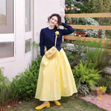Style Blue Embroidered Long-Sleeved Knitted Cardigan Women Early Spring Wool Sweater Short Thin Inside