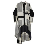 Women White Striped Back Long Big Size Blouse New Lapel Long Sleeve Loose Fit Shirt Fashion Spring Autumn 2023