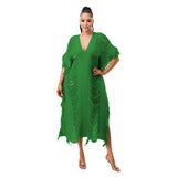 Toloer New Women's Handmade Knitted Hand-Through Tassel Dress-Outfit