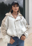 Sport Zipper Turndown Collar Long Sleeve