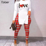 Tracksuits Women's Crop Top And Pants Set Casual Tigth Slim Two 2 Pieced Sets Letter Printed Tracksuit Set For