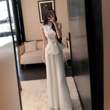 Waistcoat Loaf Side Dress With Wide Leg Pants Fashionable Suit Woman 2025
