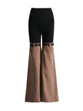 Toloer Jeans 2024 Summer New High Waist Color Splicing Show Thin Pants Personality Versatile Wide Leg Pants Women-Outfit