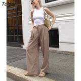 Fashion Brown Women Baggy Pants Patchwork Low Waist Loose Fit Trousers Streetwear Oversized Cargo Pants Female