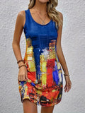 Women's Large-Size Dress Print Sleeveless U-Neck Daily Casual Fashion Summer
