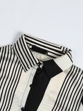 Women White Striped Back Long Big Size Blouse New Lapel Long Sleeve Loose Fit Shirt Fashion Spring Autumn 2023