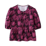 New Bubble Sleeve With Solid Color Short Top
