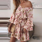 Bohemian Women Floral Printed Dress 2022 Celmia Summer Lace Up V Neck Beach Party Mini Vestidos Elegant Flared Sleeve