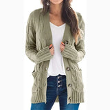 Cardigan Knitted Long Sweater Clothing Women's Long Sleeve Cable Jumper Knit Sweater Jacket Winter Tops Pull Femme