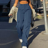 Celmia Streetwear Cargo Pant Women Pockets Back Elastic Waist All-match Pantalones De Mujer Casual Fashion Thin