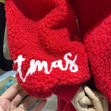 Women's Sweater Plush Velvet Thickened Embroidery Letter Tops Scarf Warm Loose Korean Female Christmas