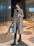 Winter Women's Coats 2022 Fashion Solid Color Lapel Double Breasted Trench Coat for Women Clothes Long Coat