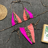 Toloer Hot Style Ladies Split Swimsuit Simple Leopard Print Stitching Bandage Sexy Swimsuit Bikini Female-Outfit