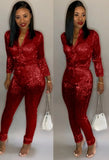 Winter Sequined Zip Up Long Sleeve Formal