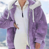Hot New Autumn And Winter Loose Plush Multi-Color Hooded Coat