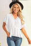 Lace Trim V-Neck Peplum