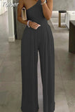 Suit Women Summer Sexy One Shoulder Print Loose Wide Leg Jumpsuits Elegant Office Lady Party Jumpersuit Women