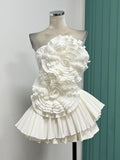 Fashion Women's Short Tank Tops Three-d Flower Pleated Sleeveless Solid Color Irregular Tops Summer 2023 New Tide