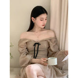 Sweet Temperament V Neck Waist Dress Gentle Style Unique Beauty Thin A-Dress Women's Summer